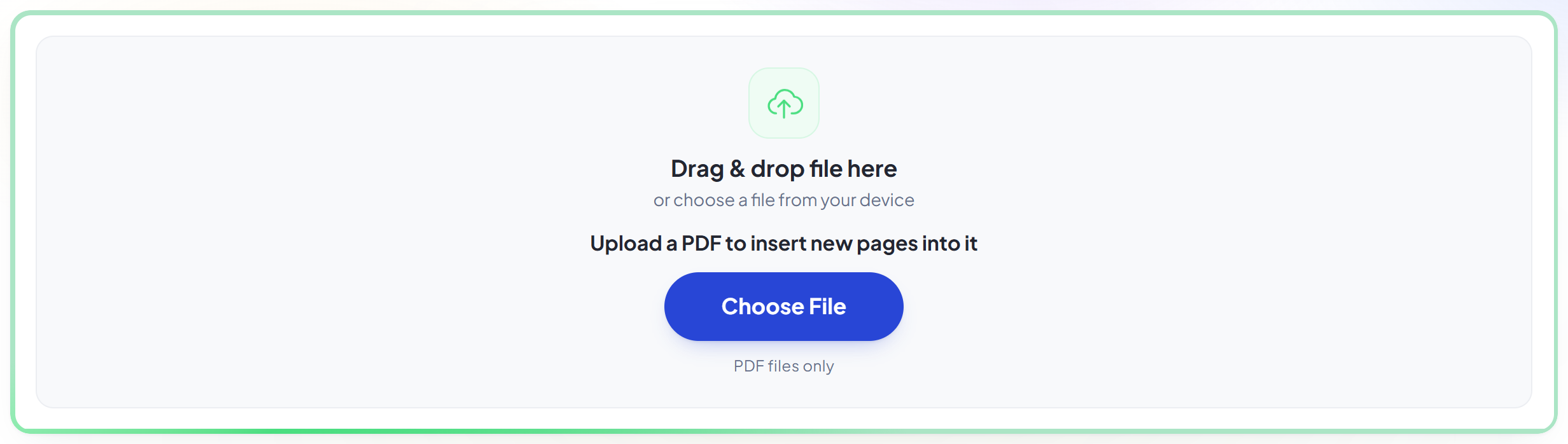 The Add Blank Page upload panel