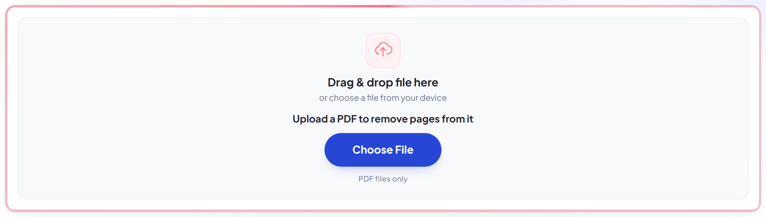 The Delete Pages upload panel