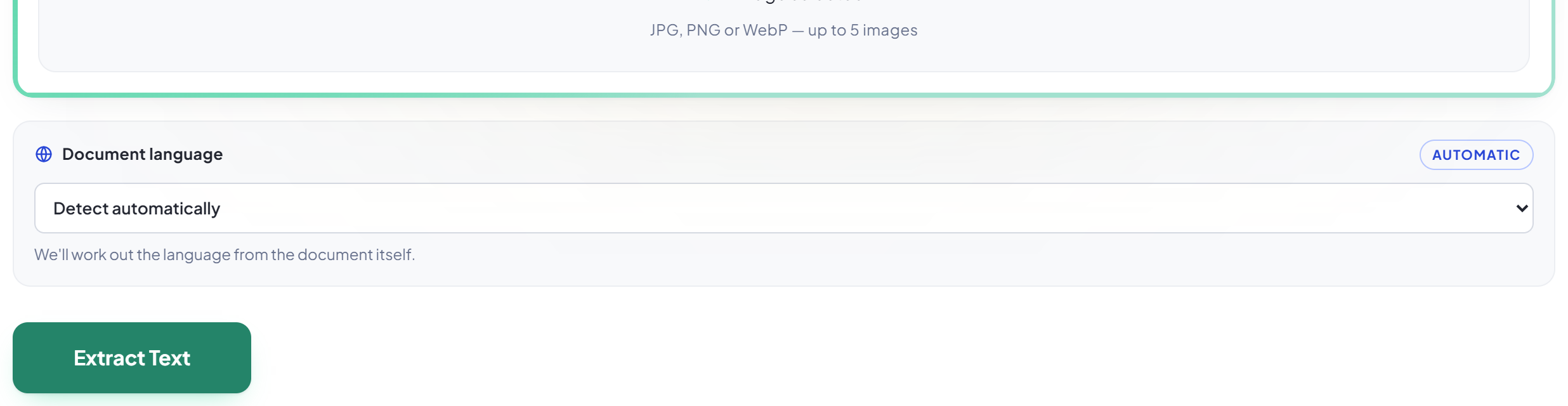 The Image to Text screen with images uploaded and ready to read