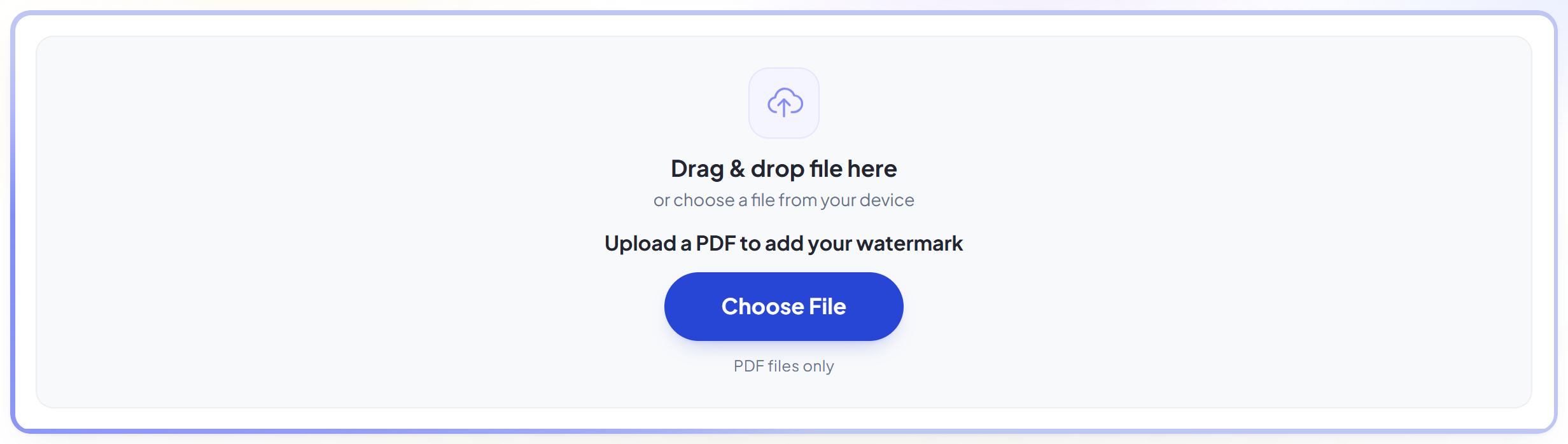 The Watermark upload panel