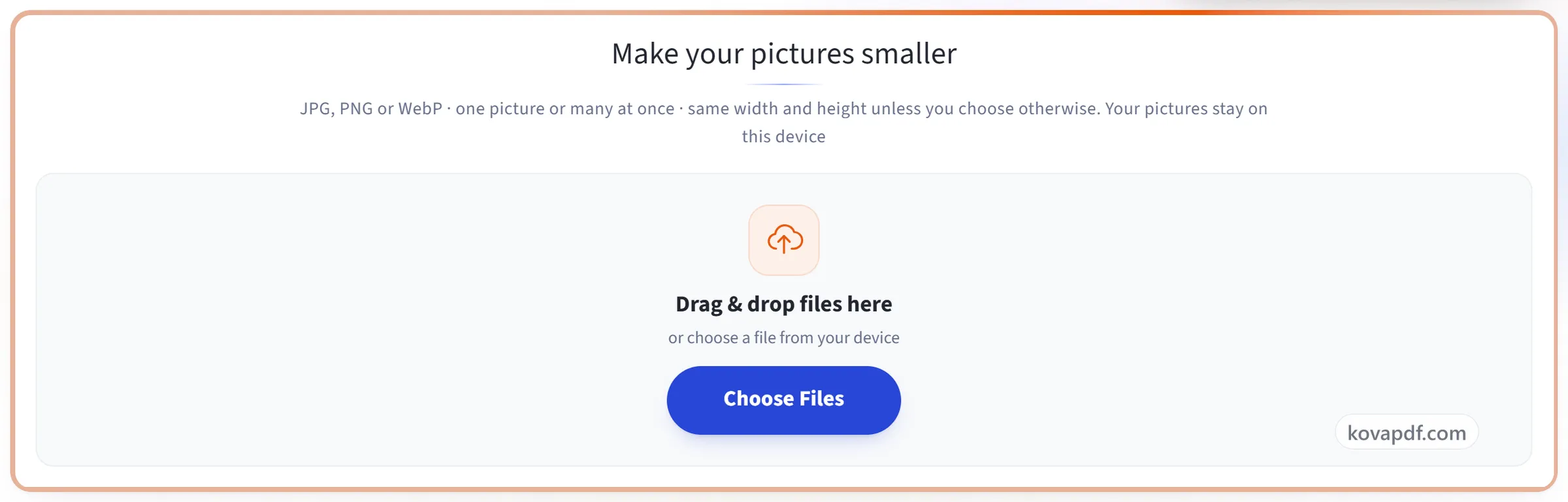 The Compress Image upload panel