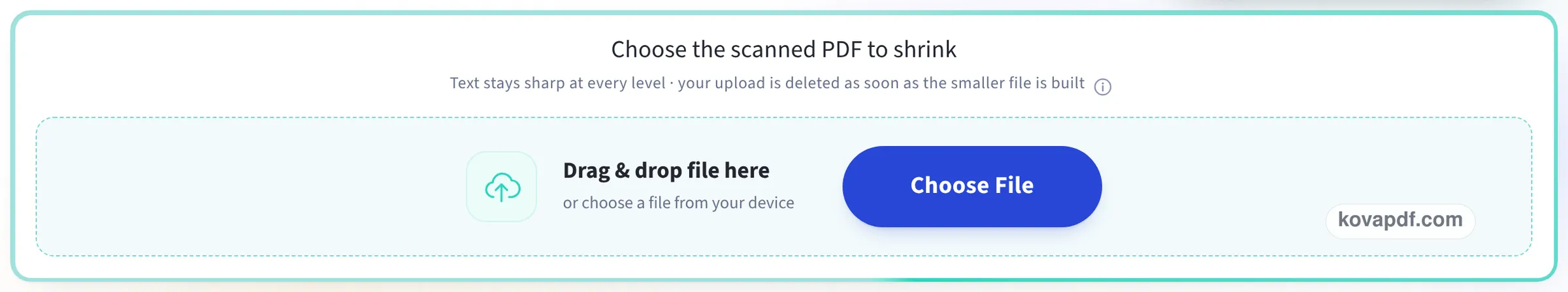 The Compress a scanned PDF upload box
