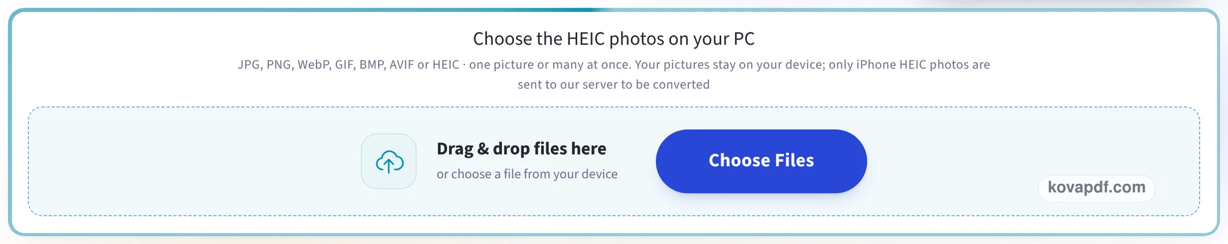 The Convert HEIC to JPG on Windows upload box