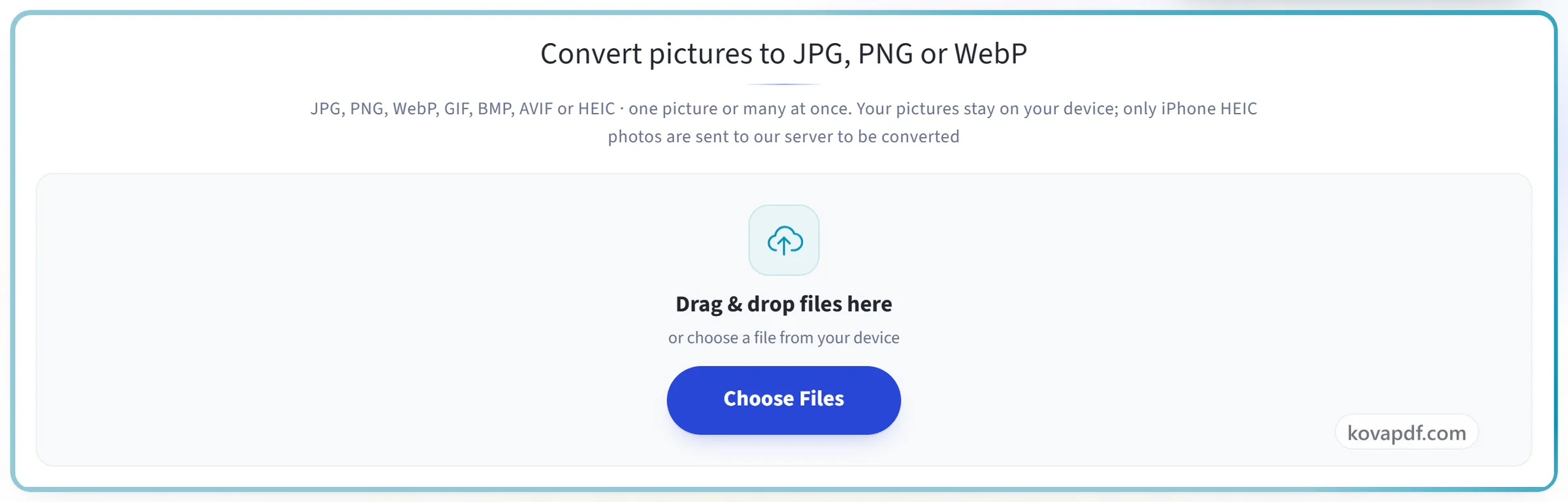 The Convert Image upload panel
