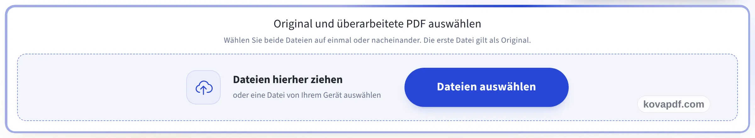 Das Upload-Feld von PDF vergleichen