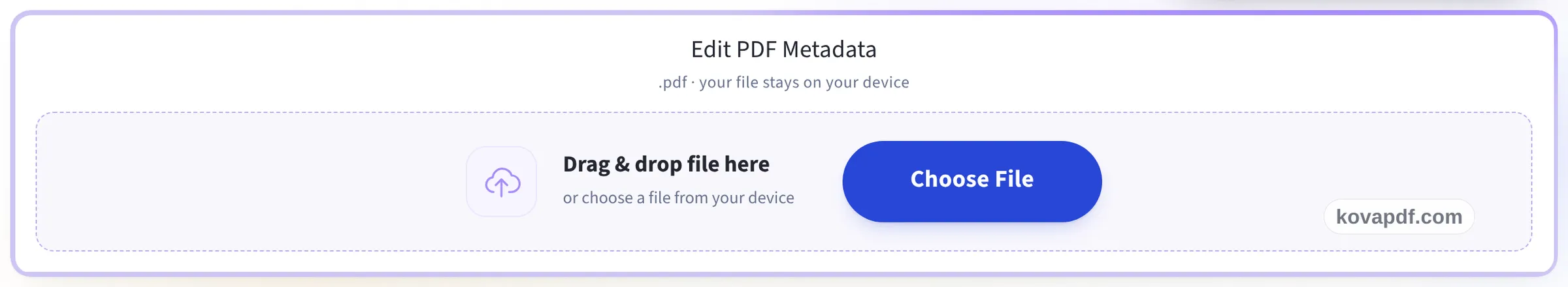 The Edit PDF Metadata upload panel