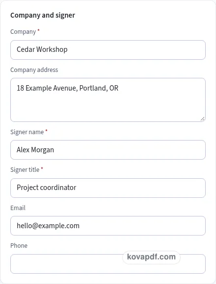 Add your own details: employment verification letter generator with sample details