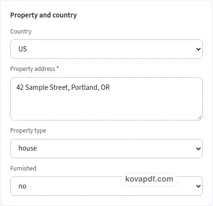 Add your own details: lease agreement generator with sample details