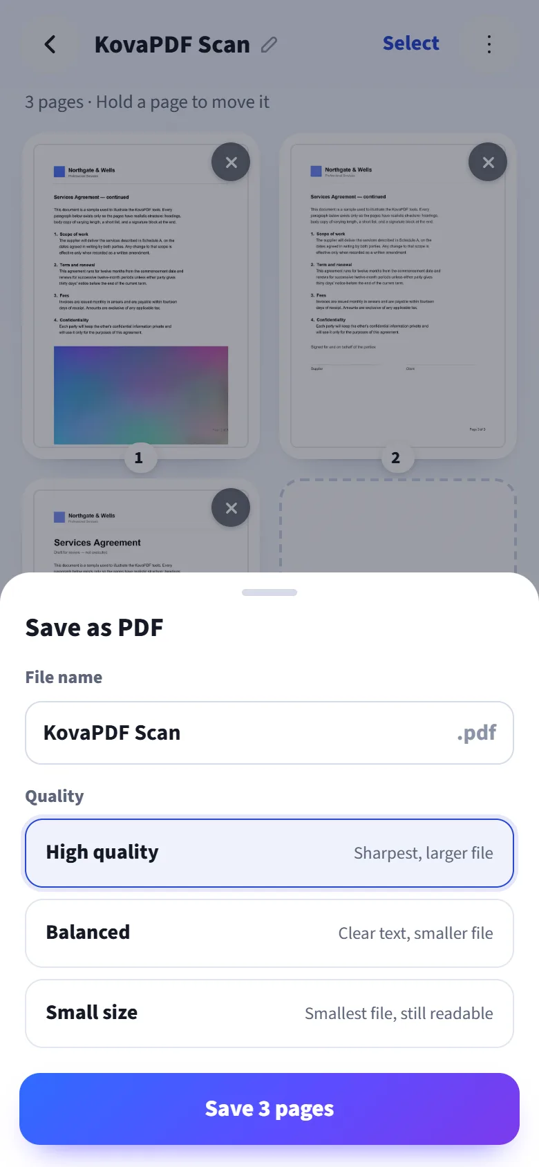 Simpan sebagai PDF: nama fail dan kualiti